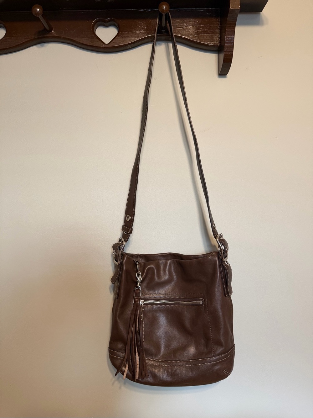 Vintage Coach Brown Leather Crossbody Bag - Timeless Everyday Style